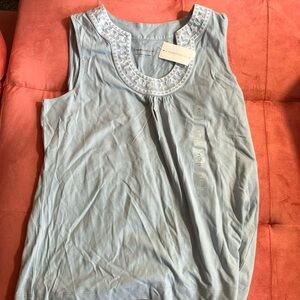 Charter Club Sky Blue Embroidered Tank Top